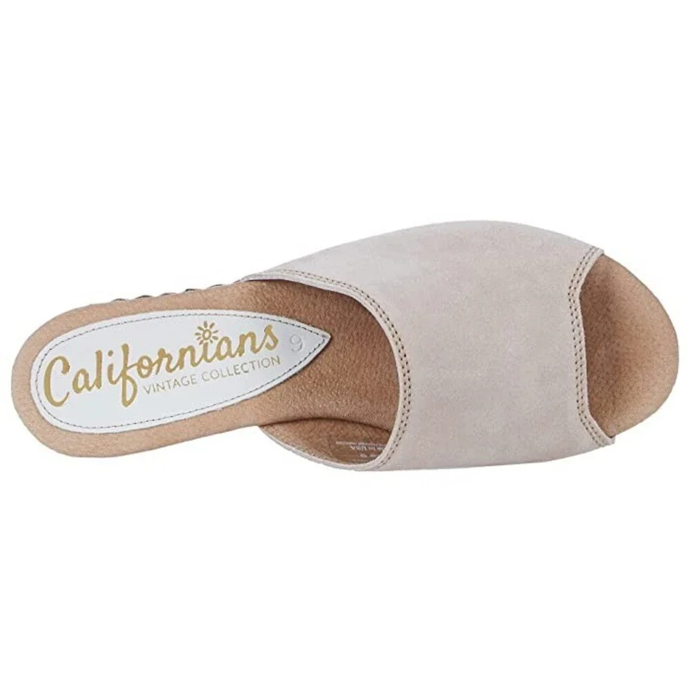 Californians Margot Sandal Women US 6 Gray Suede Slip On Flatform Slides JOBB737